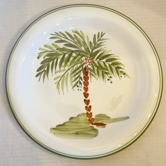 Gibson Designs PALM COURT GIDPAC Dinner Plate Green Palm Tree Green - Set of 4 - Picture 2 of 15